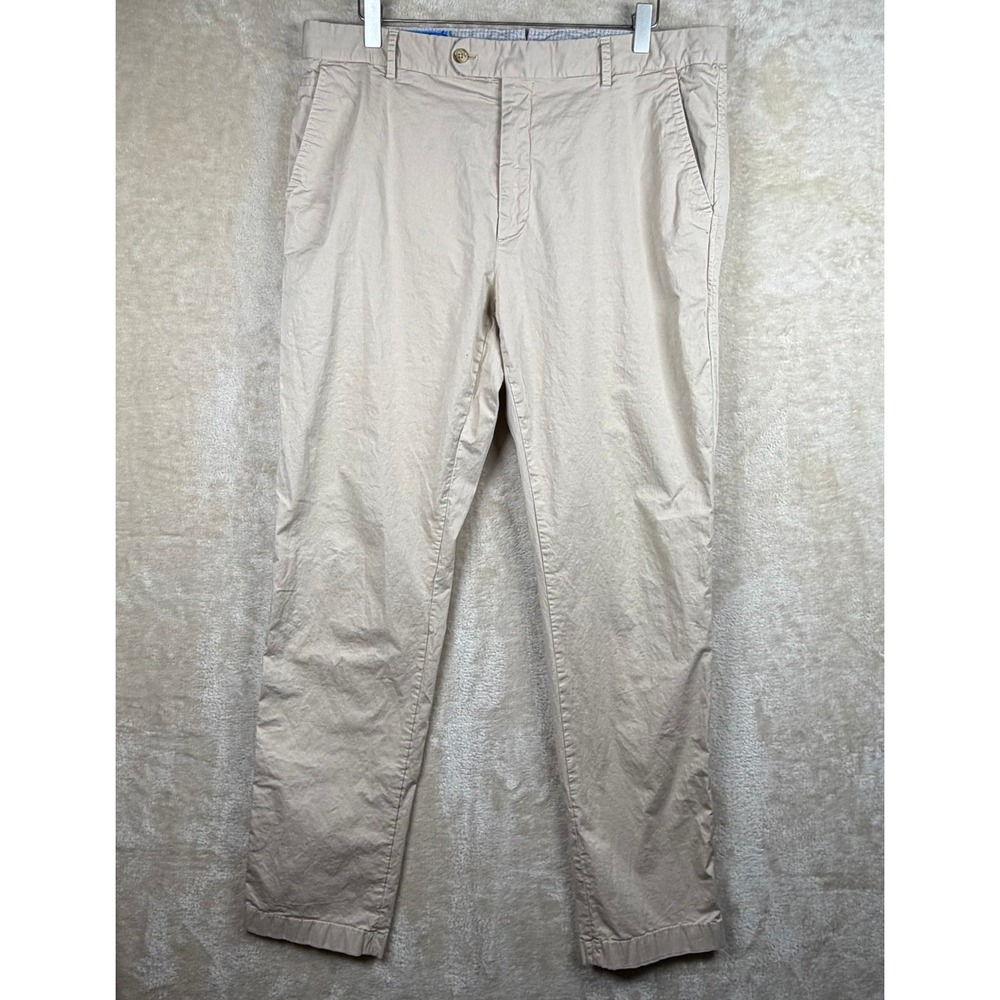 J.McLaughlin Mens 36 Tan Khaki Italian‎ Fabric Chino Pants Stretch Cotton Preppy